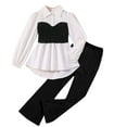 thumbnail image 1 of LUOGENLI Girls Summer Outfits Size 14 Girls Fashion Personality Shirt Tops Solid Color Casual Pants Suit Back to School Outfits for Girls 10-12 Preppy Girls 4th of July Outfit Size 10-12 6-7 Years, 1 of 8