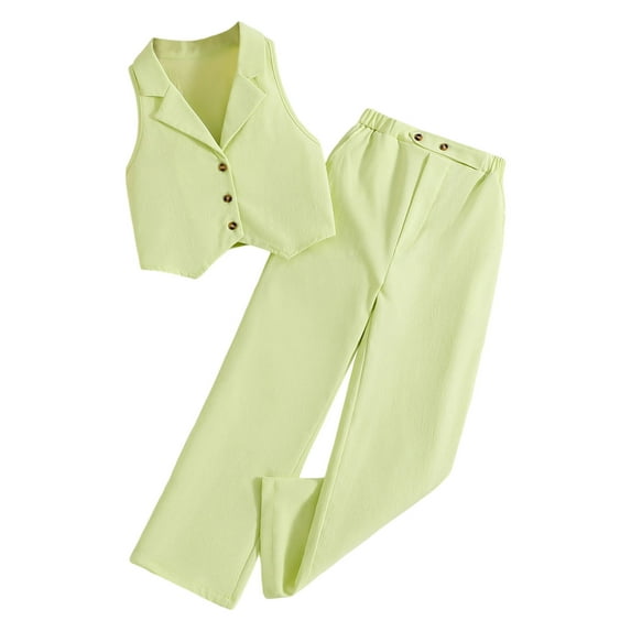 LUOGENLI Girls Summer Outfits Size 6 Under 10 Toddler Girls Summer Sleeveless Solid Tops and Pants Outfits Clothes Set for Child Clothes Toddler and Girls Matching 4th of July Outfits 9-10 Years