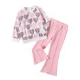 thumbnail image 1 of LUOGENLI Girls Summer Outfits Size 6X-7 4th of July Toddler Kids Girls Long Ruffled Sleeve Flower Print Tops Solid Pants Outfits Set 2pcs Little Girls Outfits Pink 3-4 Years, 1 of 7