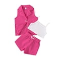 thumbnail image 1 of LUOGENLI Girls Summer Outfits Size 7/8 Athletic Little Child Girls Suit Undershirt Jacket Camisole Bottoming Shorts Summer Fashion Casual Suit Girls Summer Outfits Size 8-9 7 Years, 1 of 8