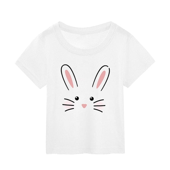 LUOGENLI Girls Summer Tops Size 12-14 Summer Children's Easter Cartoon Bunny Print Short Sleeved T Shirt for Boy and Girl Teen Girls Tops Size 14-16 Girls Summer Tops Size 12-14 5-6 Years