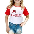 thumbnail image 1 of LUOGENLI Girls Summer Tops Size 8 Boys and Girls Us City Print Raglan Short Sleeve T Shirt Tank Tops for Girls 10-12 Trendy Shirts for Girls 8-10 Cute 6-7 Years, 1 of 3