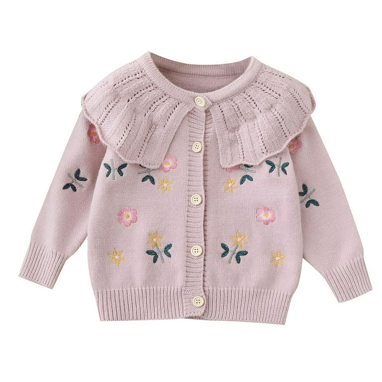 LUOGENLI Girls Sweater Dress Size 7 8 Girls Cardigan Sweaters Floral Embroidered Knitted Outwear Cardigan Girls Sweater Dresses Size 10 12 Girls Sweaters Size 10 12 Red 12 18 Months Walmart