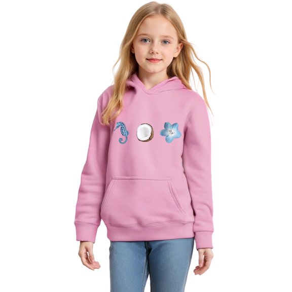 LUOGENLI Girls Sweatshirt Size 6-7 Boys' and Girls' Large Sized Hooded Long Sleeved Casual Loose Style Ocean Themed Classic Pullover Suitable for 3 14 Years Old Size 13-14 Years