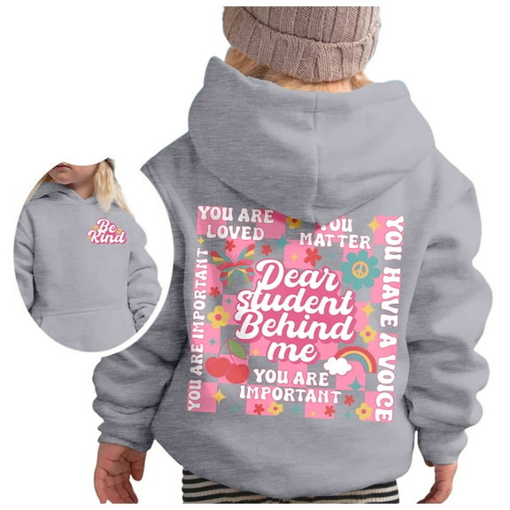 LUOGENLI Girls Sweatshirts Size 10 Girl's Hoodie Long Sleeve Soft Sweatshirt Graphic Hoody Kids Cute Pullovers Top Clothes for Girls Girls Hoodies Size 6 Blue Grey 7-8 Years