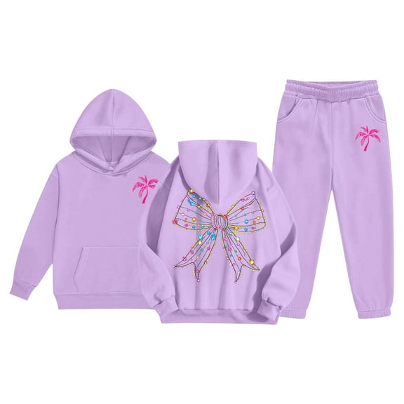 LUOGENLI Girls Sweatshirts Size 7-8 Sweatshirt Girls Kids Boys Kids Hooded Tracksuit Unisex Two Piece Outfits Hoodie Sweatshirt Sweatpants Set Hoodies for Boys Zip up Cute Purple Size 4-5 Years