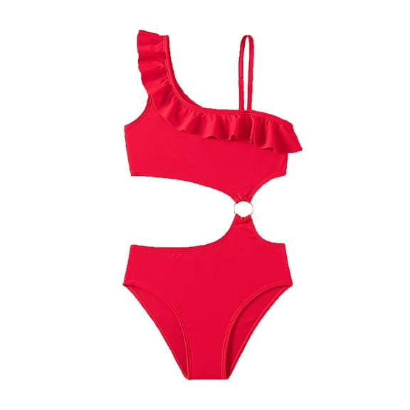 LUOGENLI Girls Swimsuit Size 7 2 Piece Girls Swimming 1Pc Swimsuit Kids Bathing Suit Swimwear Girls Swimsuit Size 10 Long Sleeve Girls Swimsuits Size 14-16 Rash Guard Set Red 7-8 Years