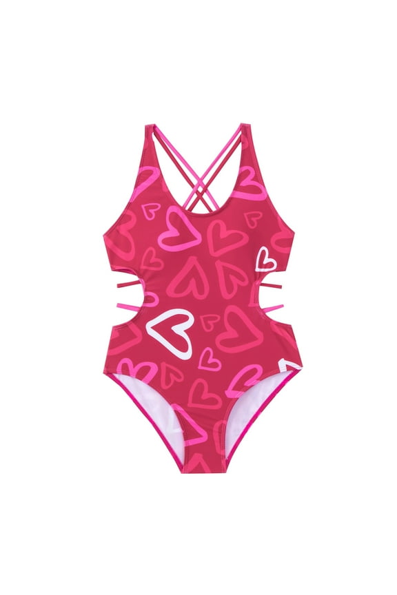 Girls Swimsuit Size 7-8 Rash Guard Short Sleeve Girls Swimsuits Bikini Set Kids Cutout Bathing Suit Bikini Top Two Piece Girls' Swimwear 7-8 Years