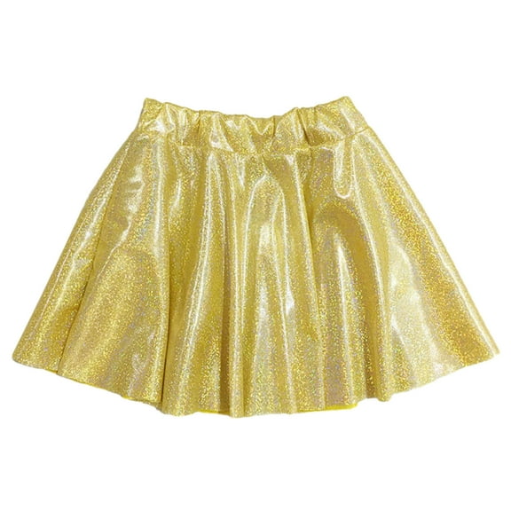 LUOGENLI Girls Valentine's Day Dresses Kids Holiday Party Color Blocking Tutu Carnival Dance Performance Skirt Poncho Cheerleader Sequin Pleated Skirt Girls St. Patrick's Day Dresses Size 10 Gold XXS