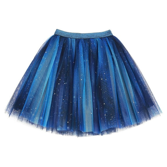 LUOGENLI Girls Valentine's Day Dresses Size 7-8 Fancy Fashion Trendy Girls Skirt Children's Sparkling Starry Tutu Skirt Little Girls Versatile Puffy Half Skirt for Festivals Carnivals Blue 2-3Years