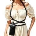 thumbnail image 1 of LUOGENLI Gothic Chest Harness Strap With Detachable Waist Bag, Adjustable Leather Suspender Belt for Party Black One Size, 1 of 5