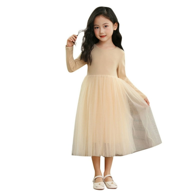 LUOGENLI Graduation Dresses For Girls 10 12 Kids Toddler Girl Spring Fall Clothes Long Sleeve Tutu Dress Princess Dress Girls Dresses Size 5 6 Years