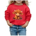 thumbnail image 1 of LUOGENLI Hoodies Cute Sweatshirts for Girls 10-12 Girls' Autumn and Winter Cute Cow Print Round Neck Long Sleeve Casual Hoodless Sweatshirt Girls Sweatshirts Size 10-12 Black Red 13-14 Years, 1 of 4