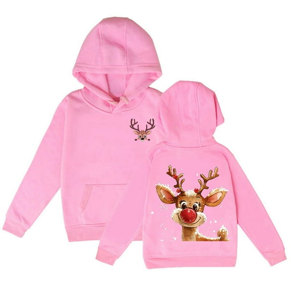 LUOGENLI Hoodies Girls Sweatshirts Size 6 Girl's Hoodie Long Sleeve Soft Sweatshirt Christmas Printed Hoody Kids Cute Pullovers Top Clothes for Girls 3-4 Years