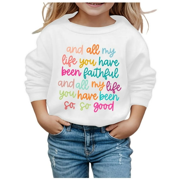 LUOGENLI Hoodies Girls Valentine's Day Hoodies Size 8 Girl's Long Sleeve Soft Sweatshirt Graphic Kids Cute Round Neck Pullovers Top Clothes for Girls Girls Sweatshirt Zip up Hoodie White 6-7 Years