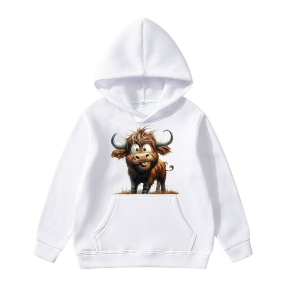 LUOGENLI Hoodies Girls Valentine's Day Hoodies Zip Up Cow Print Hoodie for Children Sweatshirts for Girls 12-14 St. Patrick's Day Hoodies for Girls 9-10 White 13-14Years