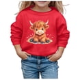 thumbnail image 1 of LUOGENLI Hoodies St. Patrick's Day Hoodies for Girls 12-14 Girls' Autumn and Winter Cute Cow Print Round Neck Long Sleeve Casual Hoodless Sweatshirt Cute Sweatshirts for Girls Red 7-8 Years, 1 of 4