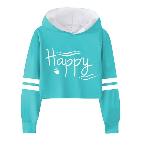 LUOGENLI Hoodies St. Patrick's Day Hoodies for Girls 12-14 with Pockets Children Girls Long Sleeve Letters Solid Color Short Hoodie Hoodie Top for Large Children Sky Blue 4-5 Years