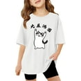 thumbnail image 1 of LUOGENLI Kids Girls T Shirt Casual Relaxed Fit Short Sleeve Tee with Print ComfortableTop for Kids Toddler and Youth White Size 5-6 Years, 1 of 4