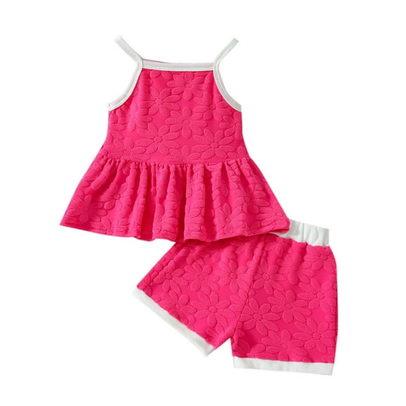 LUOGENLI Little Girl Outfits 4th of July Summer Toddler Girls Sleeveless Floral Vest T Shirt Tops Shorts Outfits Little Girl Outfits Size 7/8 Dressy 4th of July 2-3 Years