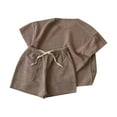 thumbnail image 1 of LUOGENLI Little Girl Outfits 5/6 Summer Baby Loose Knitted Short Sleeve Home Clothes Solid Color Suit Sports Set Set Casual Going Out 4th of July Outfits Girls 5T 18-24 Months, 1 of 4
