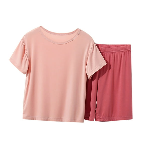 LUOGENLI Little Girl Outfits 7/8 Summer Toddler Girls Boys Short Sleeve Pajamas Set Kids Sleepwear 2 Piece Summer Loungewear Little Girl Outfits Size 6/7 4th of July 7-8 Years