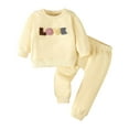 thumbnail image 1 of LUOGENLI Little Girl Outfits Size 10 4th of July Toddler Boys Girls Long Sleeve Letter Embroider T Shirt Pullover Tops Pants Outfits Girls Summer Outfits 10/12 18-24 Months, 1 of 6