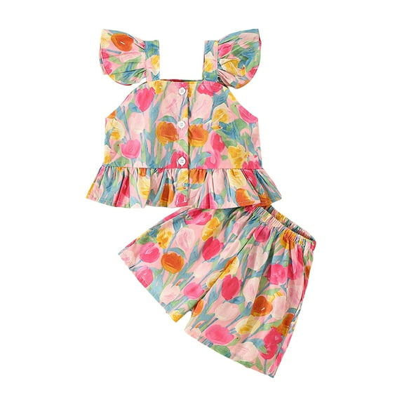 LUOGENLI Little Girl Outfits Size 7/8 Dressy Girls Toddler Summer Casual Sleeveless Prints Dress Dance Party Dresses Holiday Beach Clothes Little Girl Outfits Size 5/6 Summer 18-24 Months