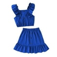 thumbnail image 1 of LUOGENLI Little Girl Outfits Size 7/8 Dressy Toddler Girls Summer Fly Sleeve Solid Tops and Skirts 2pcs Outfits Clothes Set for Children Clothes Little Girl Outfits Size 6/7 4th of July 11-12 Years, 1 of 3