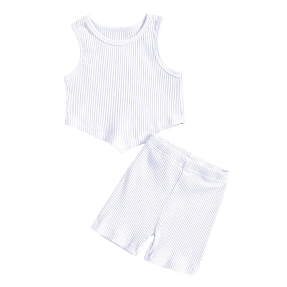 LUOGENLI Little Girls Outfits 3T Summer Toddlers Girls Summer Fashion Casual Clothes Skirts Solid Color Strip Vest Top Outfits Set Girls Summer Outfits Size 6X-7 5-6 Years