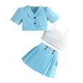 thumbnail image 1 of LUOGENLI Little Girls Outfits 7/8T Sets Shorts Toddler Kids Girls Summer Clothes Solid Short Sleeve Coat Suit Camisole Crop Tops Skirt Outfits Set Girls Summer Outfits Size 14-16 4-5 Years, 1 of 7