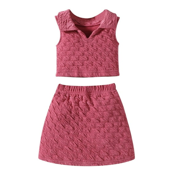 LUOGENLI Little Girls Outfits Size 7/8 Toddler Kids Baby Girls Sleeveless T Shirt Tops Skirts Princess Outfits Clothes Set Girls Summer Outfits 10/12 5-6 Years