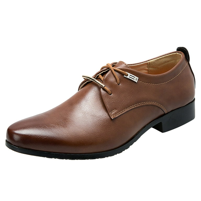 LUOGENLI Male Mens Dress Shoes Size 11 Extra Wide Fashion Style Men S Breathable Comfortable Business Lace Up Work Leisure Solid Color Leather Shoes