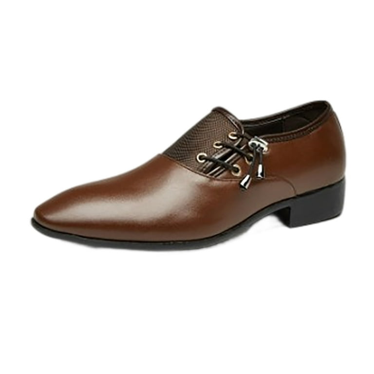 LUOGENLI Male Mens Dress Shoes Size 14 Wide Men S Business Attire Casual Shoes British Pointed Solid Color Lace Up Leather Shoes Dress Shoes For Men