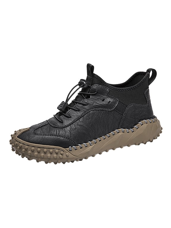 Male Mens Sneakers Size 10 Wide Autumn Men's Leather Shoes Breathable Trend Versatile Men's Shoes Handmade Foreign Trade High Top Shoes Mens Sneakers Size 13W Men Sneakers Size 9 Wide 43