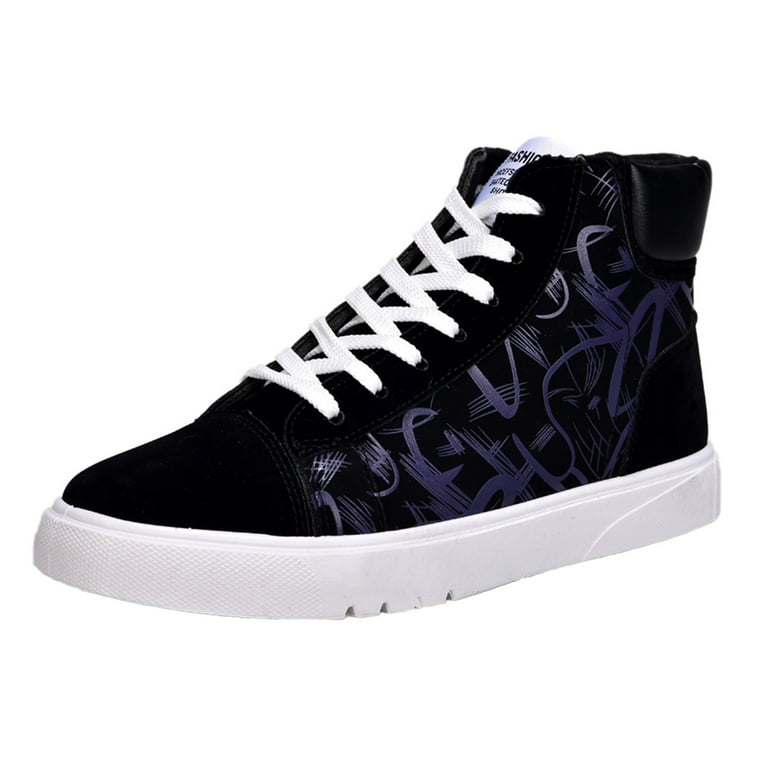 LUOGENLI Male Mens Sneakers Size 14 Men s Canvas Flat High Top Fashion Casual Comfortable Color Matching Lace Up Leisure Sport Shoes Mens Sneakers 9.5