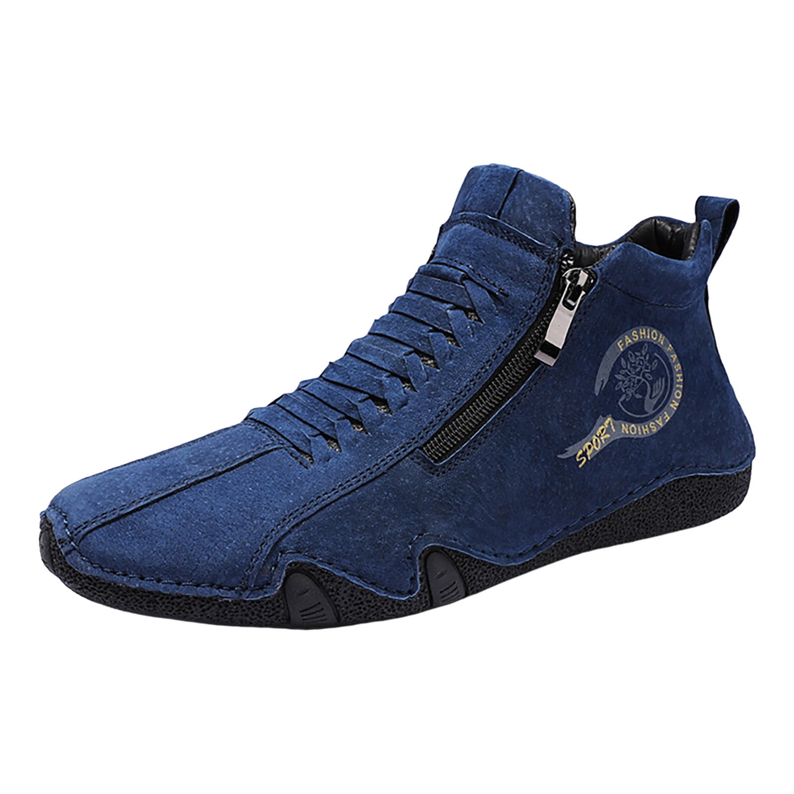 LUOGENLI Male Sneakers for Men 8.5 New Spring and Autumn Men's Leather Shoes Korean Fashion Zipper Short Shoes Shoe Mens Sneakers Size 10 Wide Width Mens Sneakers 11 Walking 42
