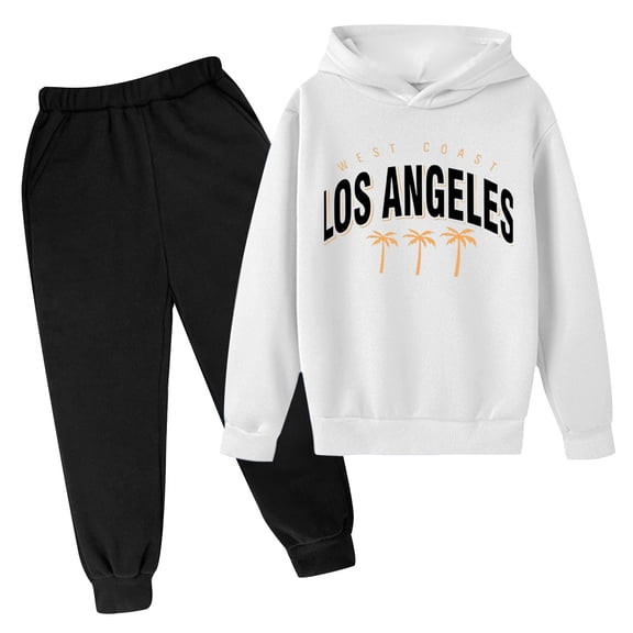 LUOGENLI Outfits Baby Boy Rompers 12 Months Autumn and Winter Children's Hoodie Pullover Set Popular Printed Hoodie Set on Underwear Casual Letter Printed Long Sleeve White 7-8 Years