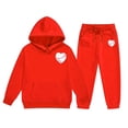 thumbnail image 1 of LUOGENLI Outfits Baby Girl Rompers 3-6 Months Pack Reindeer Girls' Hoodie Set Children's Two Piece Set Medium and Small Children's Solid Color Long Sleeved Hoodie and Sweatpants Red 2-3 Years, 1 of 5