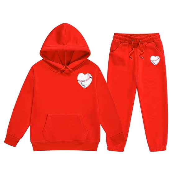 LUOGENLI Outfits Baby Girl Rompers 3-6 Months Pack Reindeer Girls' Hoodie Set Children's Two Piece Set Medium and Small Children's Solid Color Long Sleeved Hoodie and Sweatpants Red 2-3 Years