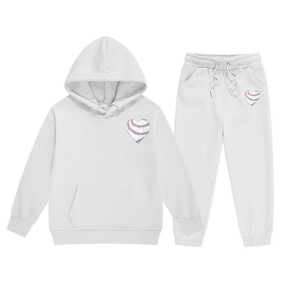 LUOGENLI Outfits Baby Girl Rompers 6-9 Months Reindeer Girls' Hoodie Set Children's Two Piece Set Medium and Small Children's Solid Color Long Sleeved Hoodie and Sweatpants White 2-3 Years
