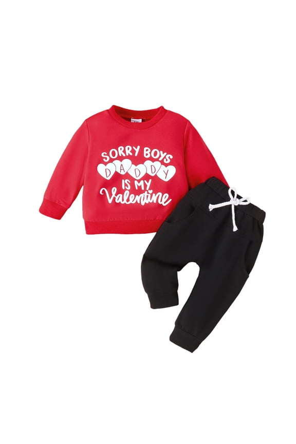 Outfits For Boys 5-6 Toddler Boys Valentine'S Day Winter Long Sleeve Letter Prints Tops Pants 2Pcs Outfits Clothes Set Boys Outfits 5T Boys Suits Size 10/12 2-3 Years