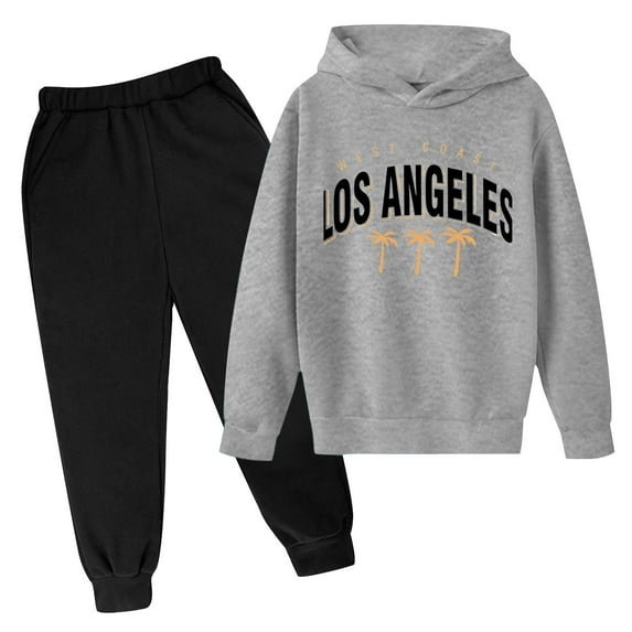 LUOGENLI Outfits Boys Rompers Size 8-10 Pant Autumn and Winter Children's Hoodie Pullover Set Popular Printed Hoodie Set on Underwear Casual Letter Printed Long Sleeve Grey 11-12 Years