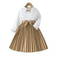 thumbnail image 1 of LUOGENLI Outfits for Girls 12-14 Trendy Autumn and Winter Long Sleeved Girls' White Top + Patchwork Folding Dress Outfits for Girls 4Th Grade Blue Outfits for Girls 4T White 2-3 Years, 1 of 7