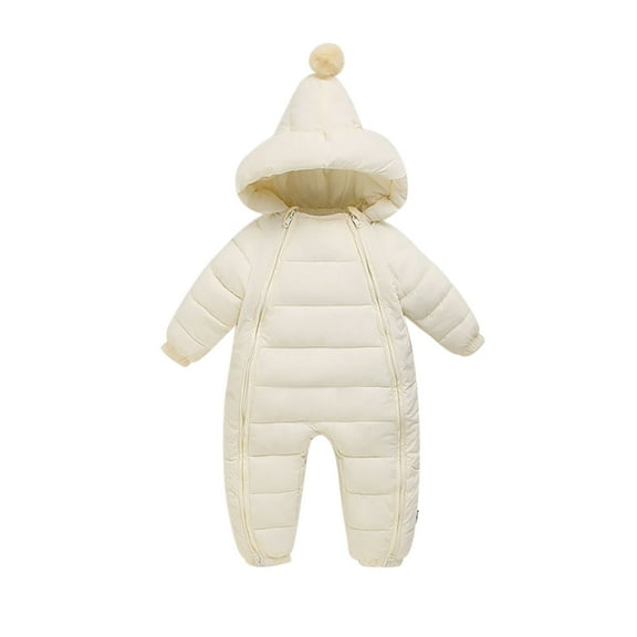 LUOGENLI Outfits for Girls 6-7T Baby Boys Girls Long Sleeve Solid Winter Hooded Coat Jacket Thicken Windproof Warm Jumpsuit Outwear Back to School Outfits for Girls 12-14 White 6-12 Months