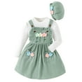 thumbnail image 1 of LUOGENLI Outfits for Girls 7-8 Summer Toddler Girls Long Sleeve Flower Tops and Dress Hat 3Pcs Outfits Clothes Set for Children Kids Winter Fallclothes Green 6-7 Years, 1 of 9