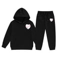 thumbnail image 1 of LUOGENLI Outfits Girls Rompers Size 14-16 Blue Reindeer Girls' Hoodie Set Children's Two Piece Set Medium and Small Children's Solid Color Long Sleeved Hoodie and Sweatpants Black 12-13 Years, 1 of 5