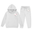 thumbnail image 1 of LUOGENLI Outfits Girls Rompers Size 8-10 Dressy Shining Up Reindeer Girls Hoodie Set Children Two Piece Set Medium and Small Children Solid Color Long Sleeved Hoodie and Sweatpants White 6-7 Years, 1 of 5