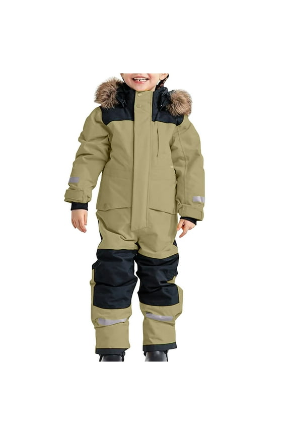 Outfits Girls Rompers Size 8-10 Snowsuit Children's Boys Ski Suit Thermal Overall Winter Warm Snow Windproof Suit with Removable Hood Mud Suit Outdoor Softshell Suit Light Green 1-2 Years
