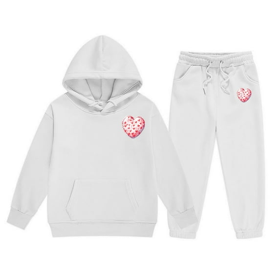 LUOGENLI Outfits Rompers for Girls 10-12 Shorts Reindeer Girls' Hoodie Set Children's Two Piece Set Medium and Small Children's Solid Color Long Sleeved Hoodie and Sweatpants White 12-13 Years